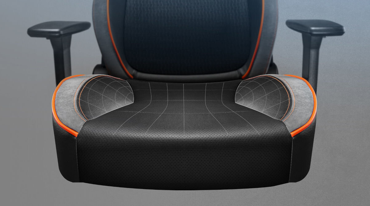 Fotel COUGAR NxSys Aero Czarno-pomarańczowy odchylenie do 150° regulacja napięcia pochylenia regulacja wysokości regulowane podłokietniki 3D cylinder gazowy klasy 4