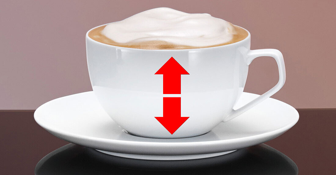 Ekspres SIEMENS EQ.500 TP516RX3 funkcja individualCup Volume dopasowanie preferencje potrzeby wysokość rozmiar ustawienie