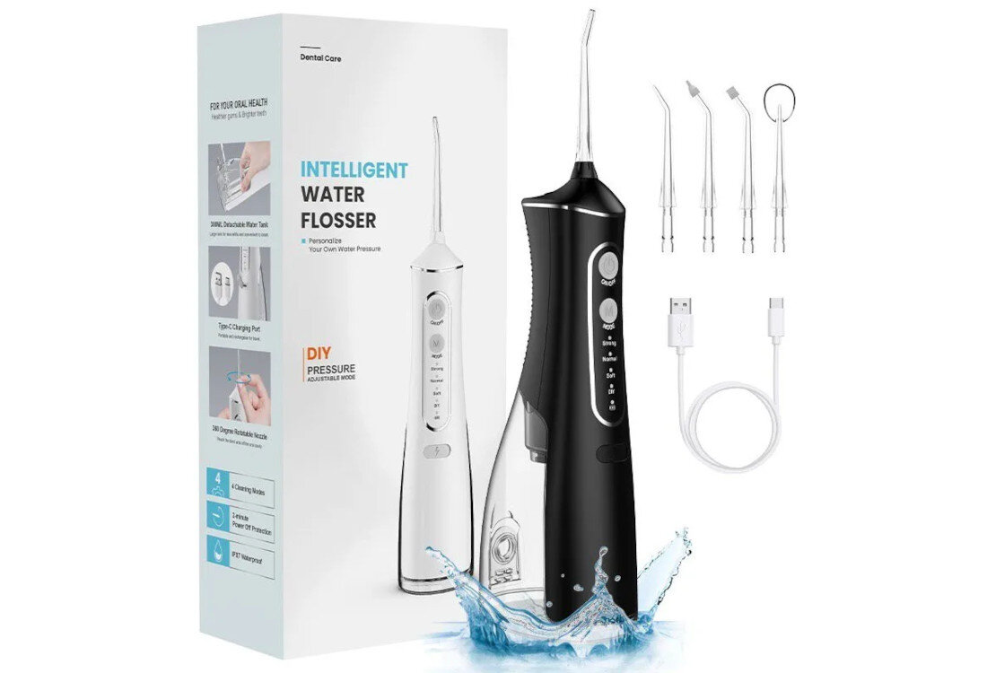 Irygator EXTRALINK Smartlife Intelligent Water Flosser L8 czarny zestaw akcesoria komplet wyposazenie