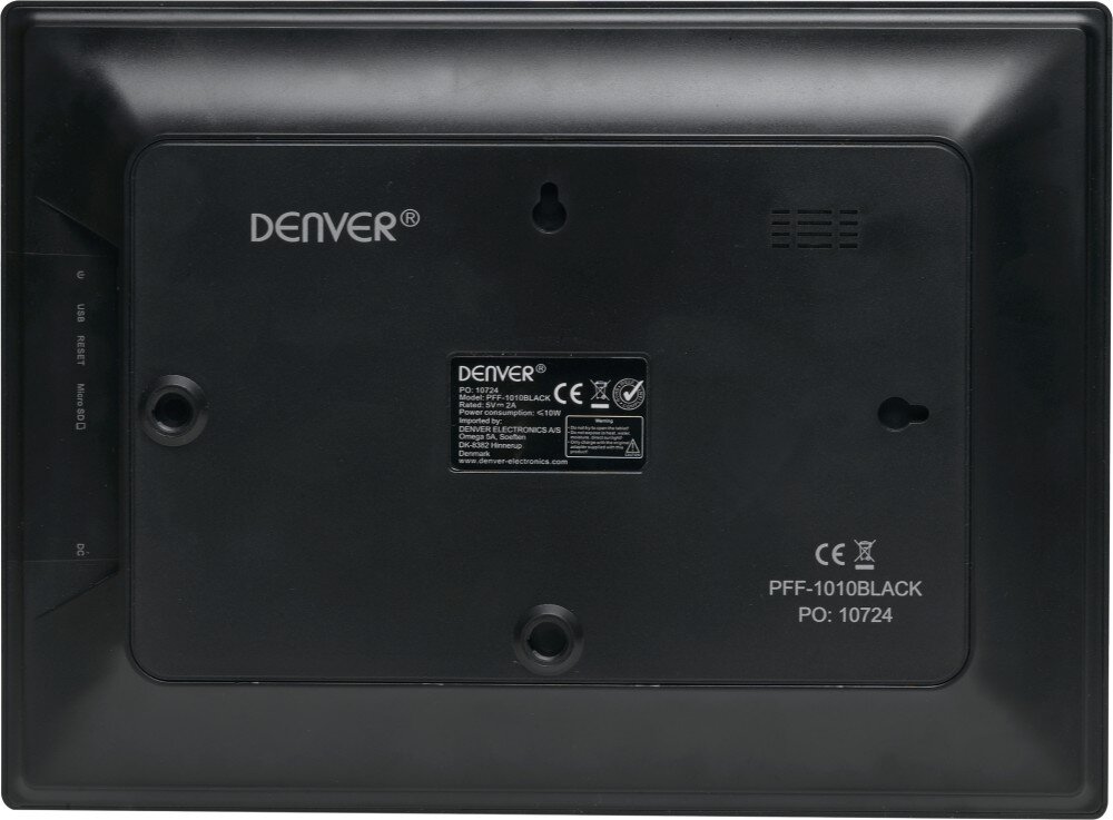Ramka cyfrowa DENVER Frameo PFF-1010 Czarny zegar regulacja złącza