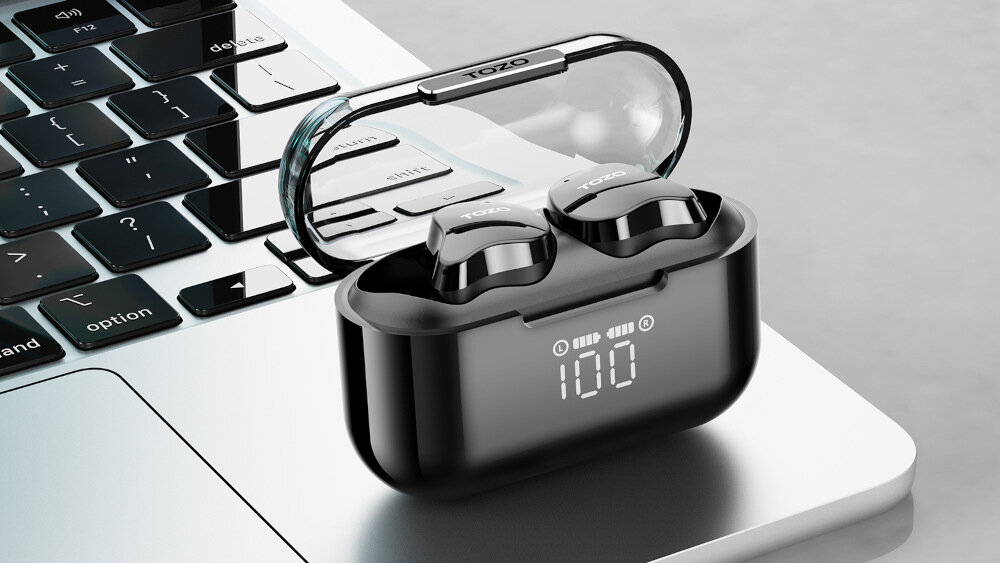 Słuchawki dokanałowe TOZO T18 Crystal Buds  - etui