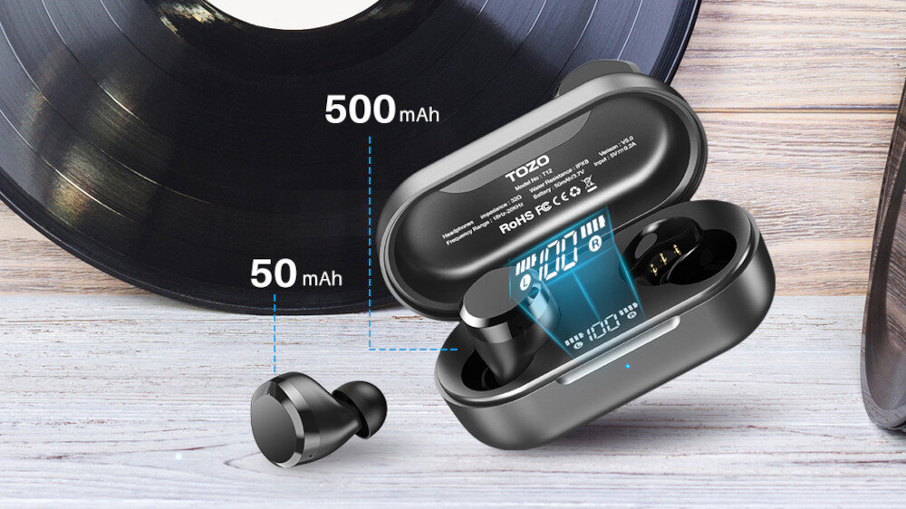 Słuchawki dokanałowe TOZO T12 Pro  - bateria