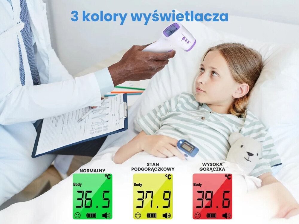 Termometr EXTRALINK Smart Life T003 Szybki odczyt wyników Technologia podczerwieni w kilka sekund Bezdotykowy pomiar Cyfrowy termometr na podczerwień 