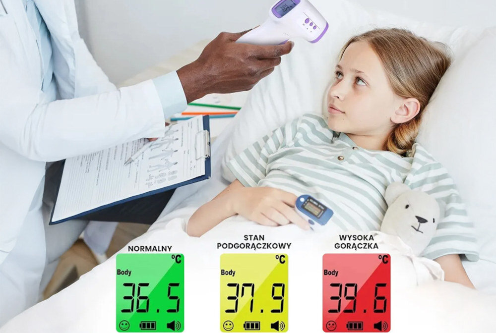 Termometr EXTRALINK Smart Life T003 Szybki odczyt wyników Technologia podczerwieni w kilka sekund Bezdotykowy pomiar Cyfrowy termometr na podczerwień 