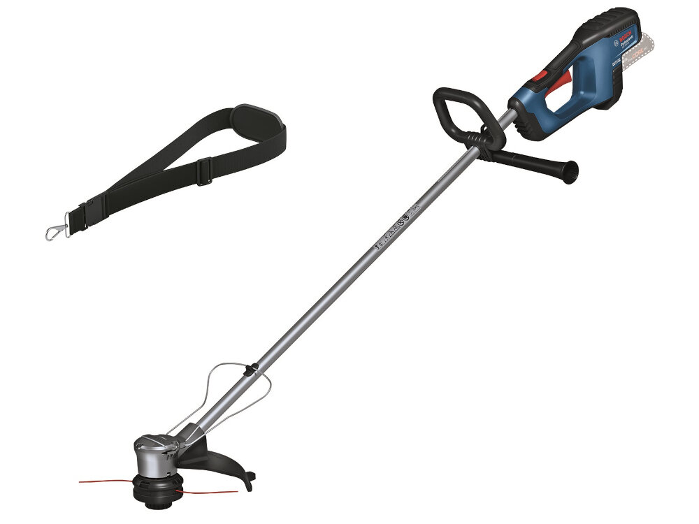 Podkaszarka akumulatorowa BOSCH GRT 18V-33 zestaw szpula Pro-Tap pas nosny kablak dystansowy oslona dokumentacja