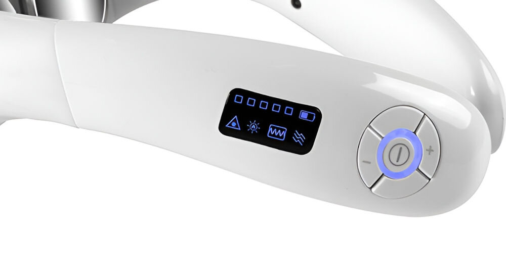 Elektrostymulator INOLY Nice HZ-JZA-1 prosta obsługa intuicyjny panel dotykowy włączenie urządzenia wybranie trybu masażu dostosowanie intensywności czytelny ekran wybrany tryb masazu poziom intensywności temperatura nagrzewania pełna kontrola