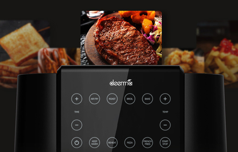 Frytkownica beztłuszczowa DEERMA KZ120W Air Fryer kontrola zakres temperatura ustawienia czas
