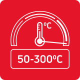 Szeroki zakres temperatur: 50°C - 300°C Szeroki zakres temperatur: 50°C - 300°C
