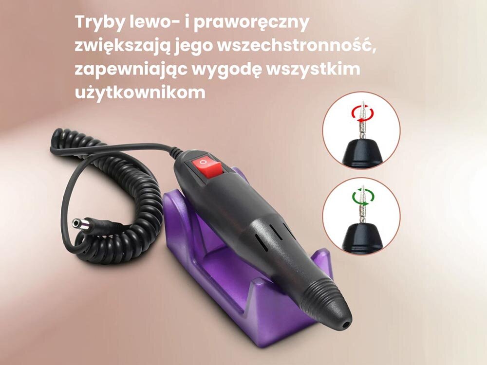 Frezarka do paznokci EXTRALINK Eu Plug 31825 płynna regulacja, niski poziom hałasu, ograniczone wibracje, wugodniejsza praca, oszczędność czasu