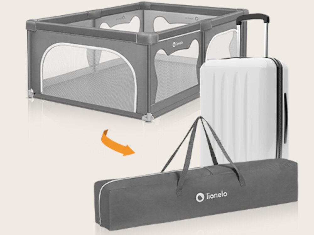 Kojec LIONELO Willow Concrete Łatwe składanie i przenoszenie zajmuje niewiele miejsca dołączona torba transportowa