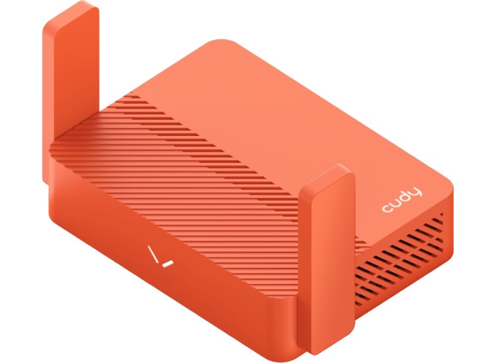 Router CUDY TR1200 2.4 / 5 GHz Router w innym ujęciu, prezentujący jego kompaktową konstrukcję oraz boczne otwory wentylacyjne, tryby pracy, funkcje, FTP