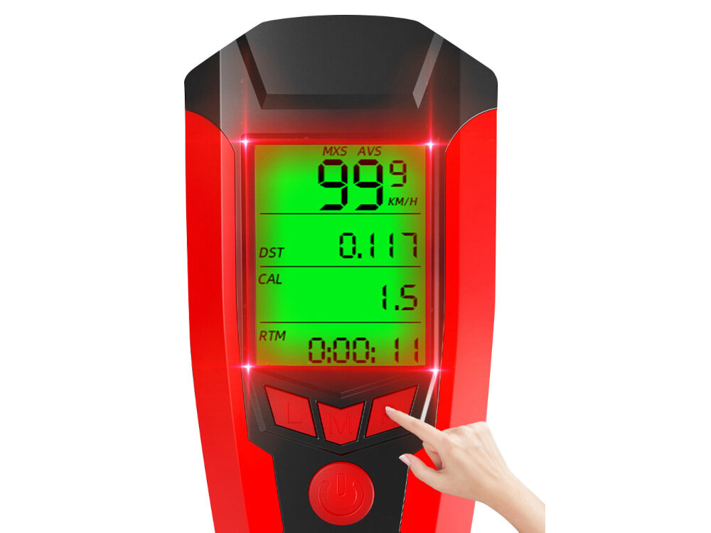 Lampka rowerowa BECOOL BC-FL1484 z licznikiem wyświetlacz duży czytelny z licznikiem dystans całkowity aktualną średnią prędkość prędkość maksymalną czas przejazdu dystans tymczasowy spalone kalorie i tłuszcz temperatura miernik