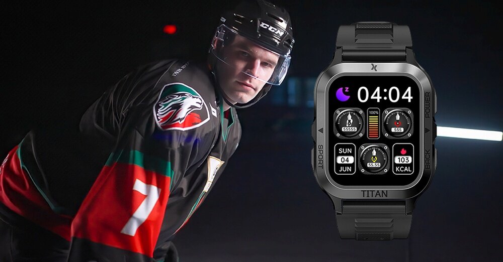 Smartwatch MAXCOM FW67 Titan Pro zegarek odporność militarna 70 trybów sportowych pancerne kształty monitor zdrowia długa bateria gorilla glass komunikacja wodoodporność ip69 fw67 titan pro