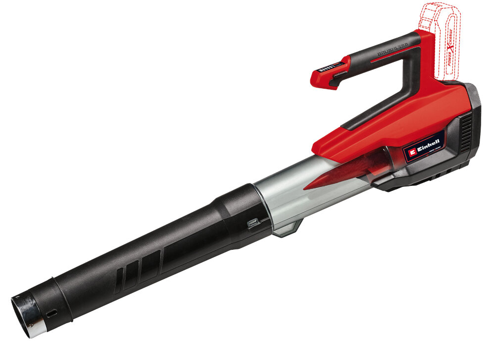 Dmuchawa do liści EINHELL GP-LB 18-200 Li GK-Solo 3433550 metalowy pierscien na koncu rury ochrona przed uderzeniami ulatwia spulchnianie wilgotnych lisci zintegrowany uchwyt scienny