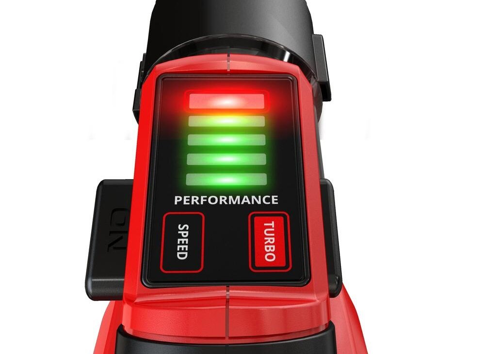Dmuchawa do liści EINHELL GP-LB 18-200 Li GK-Solo 3433550 funkcjonalnosc wydajnosc komfort uzytkowania innowacyjne rozwiazania ergonomiczny design elektroniczna regulacja predkosci przezroczysty panel LED precyzyjne dostosowanie