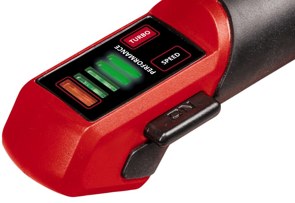Dmuchawa do liści EINHELL GP-LB 18-200 Li E-Solo 3433555 funkcja Turbo moc do 200 km/h elektroniczna regulacja predkosci wielostopniowy wyswietlacz LED