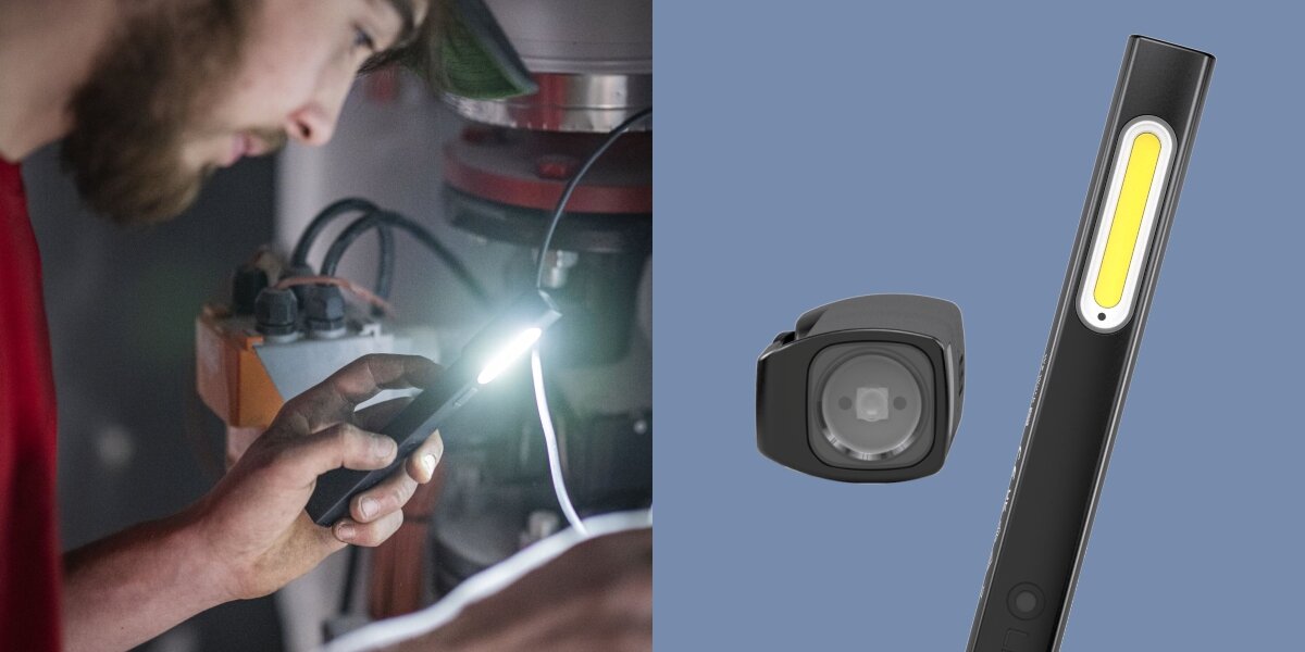 Latarka LEDLENSER W2 Work, Światło, Mężczyzna podświetla instalację