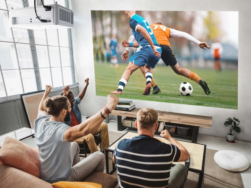 Projektor VIEWSONIC PX704HD obraz do 300 cali duży ekran do kina domowego, projektor zawieszony na uchwycie sufitowym wyświetlający obraz na ścianie