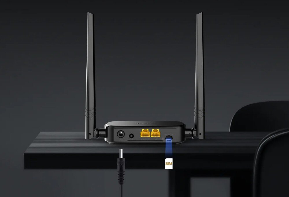 Router TENDA 4G05 N300 4G LTE 2.4 GHz, Gniazdo SIM konfiguracja plug-and-play porty Ethernet