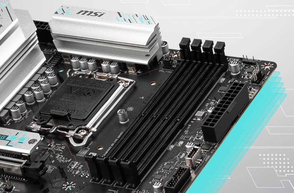 Płyta główna MSI B760M Gaming Plus Wi-Fi chłodzenie temperatura radiatory termopady konstrukcja złącza wentylatorów