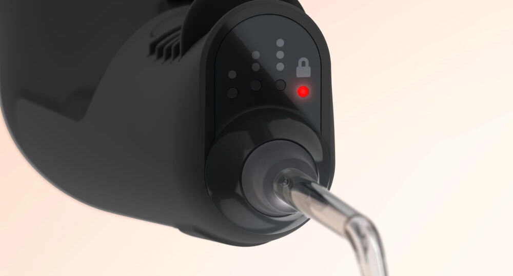 Irygator ORDO Hydro Sonic bateria około 4 tygodnie użytkowania blokada podróżna zapobiega przypadkowemu włączeniu zakres ciśnienia 80-160 PSI dostosowanie siły strumienia do indywidualnych potrzeb