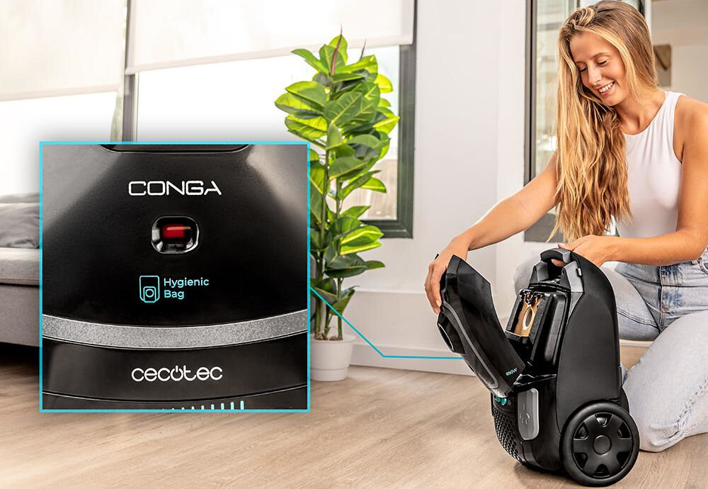 Odkurzacz CECOTEC Conga Powerbag 4000 XL funkcja automatycznego zatrzymania samoczynne wyłaczenie po zapełnieniu worka zachowanie w doskonałym stanie zwiększony komfort użytkowania efektywne sprzątanie
