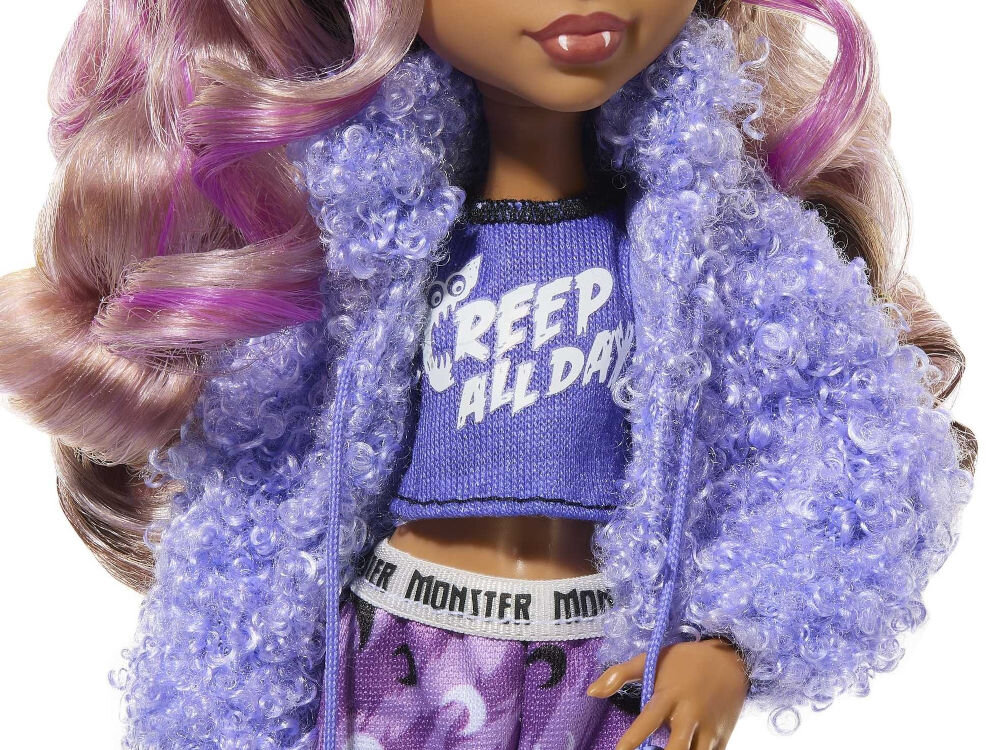 Lalka MONSTER HIGH Piżama Party Clawdeen Wolf HKY67 dodatki motyw zwierzątko