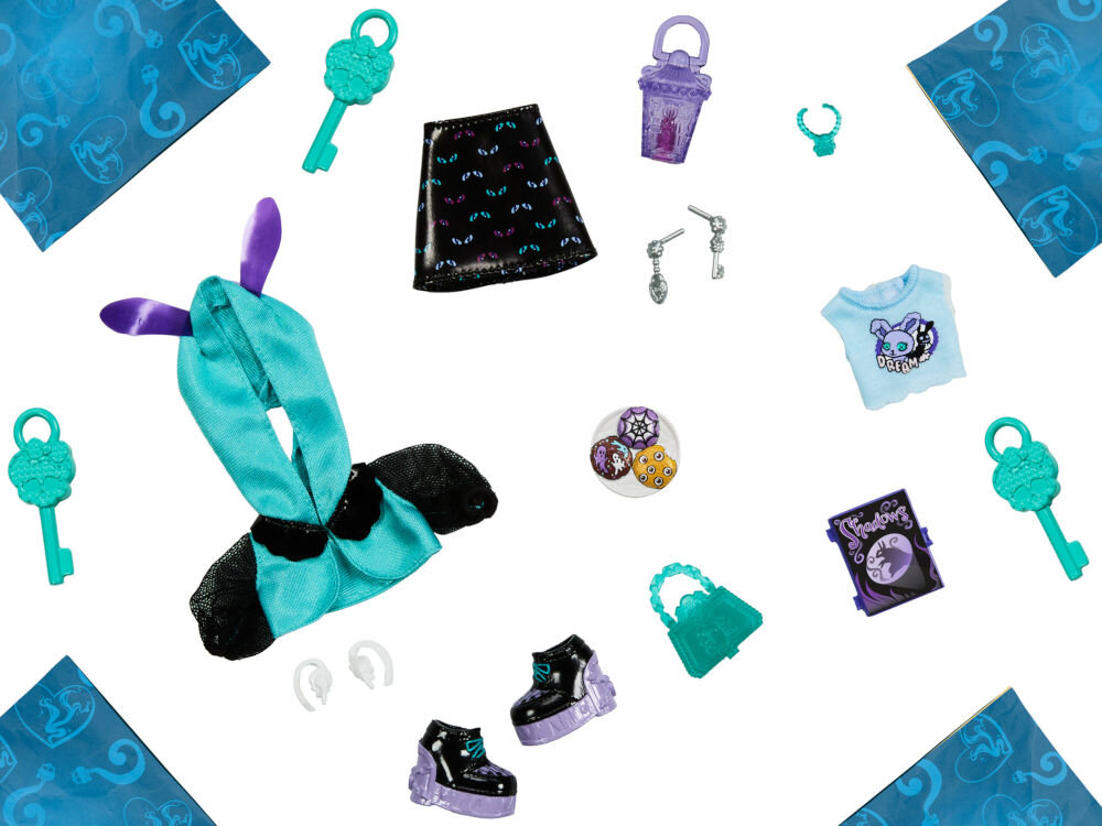 Lalka MONSTER HIGH Twyla Seria 3 Neonowa HNF82 zwierzątko strój