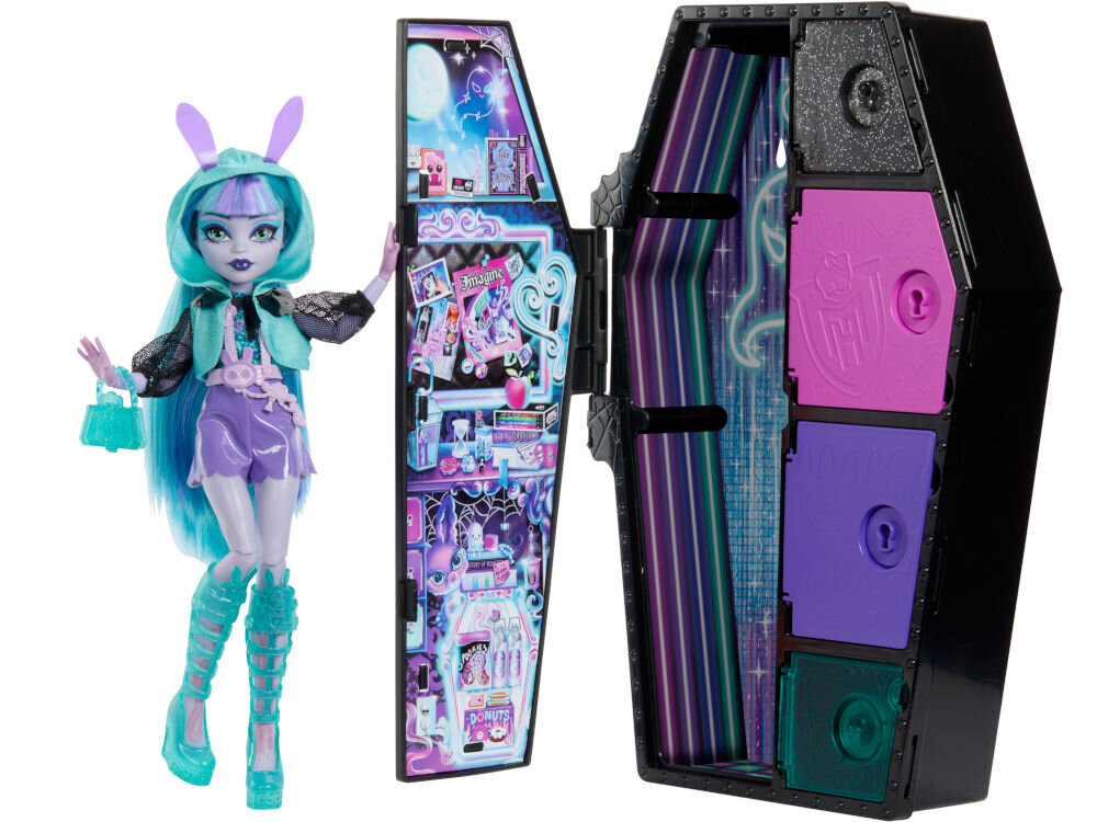 Lalka MONSTER HIGH Twyla Seria 3 Neonowa HNF82 elementy zestaw