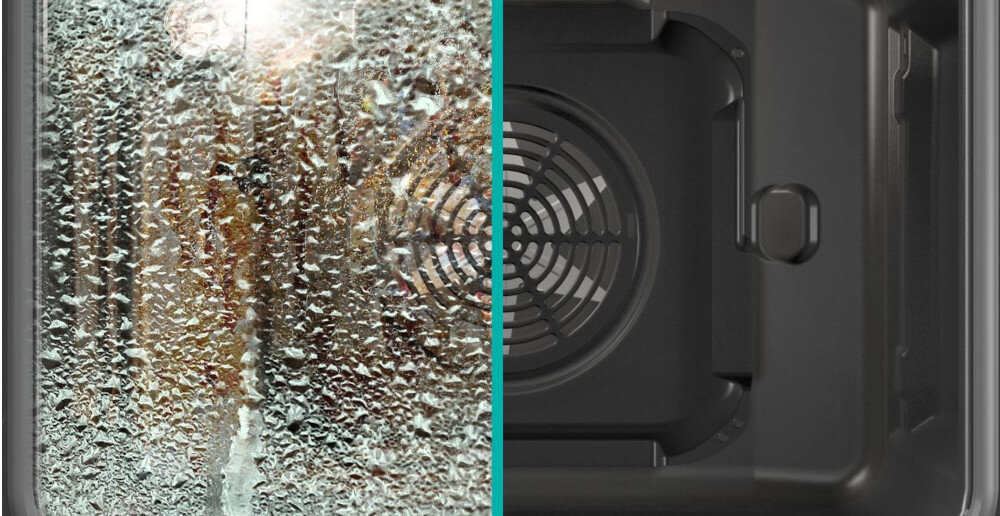 KUCHNIA GORENJE GEC5A10WG czyszczenie parowe AquaClean woda usuwanie zabrudzeń para wodna dokładne czyszczenie