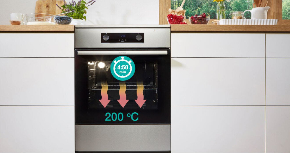 KUCHNIA GORENJE GEITS5C70XPG szybkie nagrzewanie oszczędność czasu FastPreheat oszczędność energii niższe rachunki