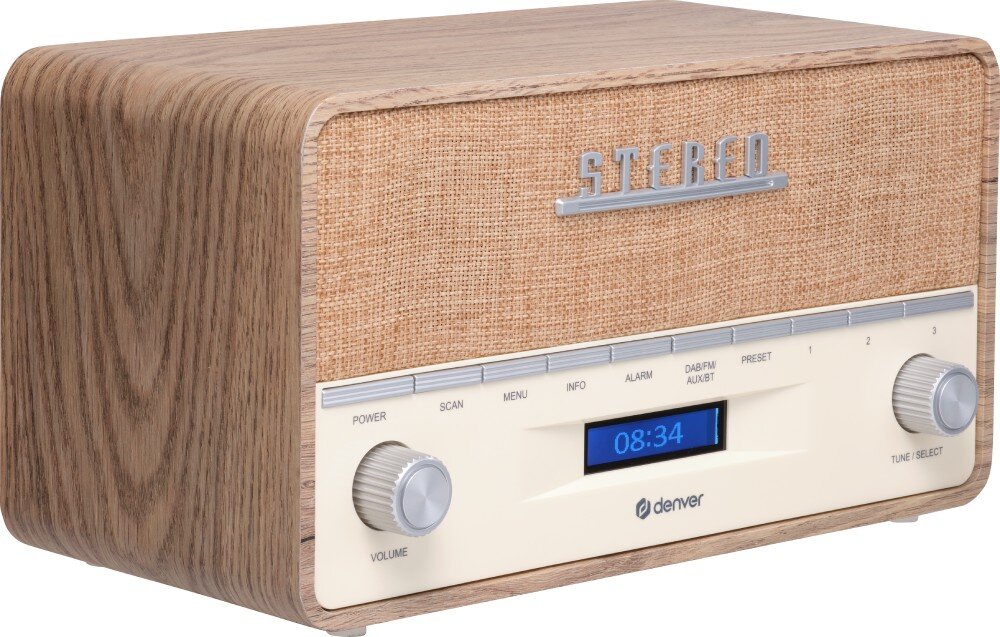 Radio DENVER DAB-36 Przenośne Brązowo-biały opis