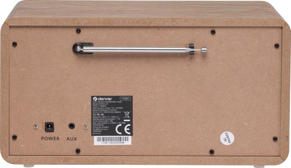 Radio DENVER DAB-36 Przenośne Brązowo-biały łączność Bluetooth odtwarzanie AUX wyjście słuchawkowe