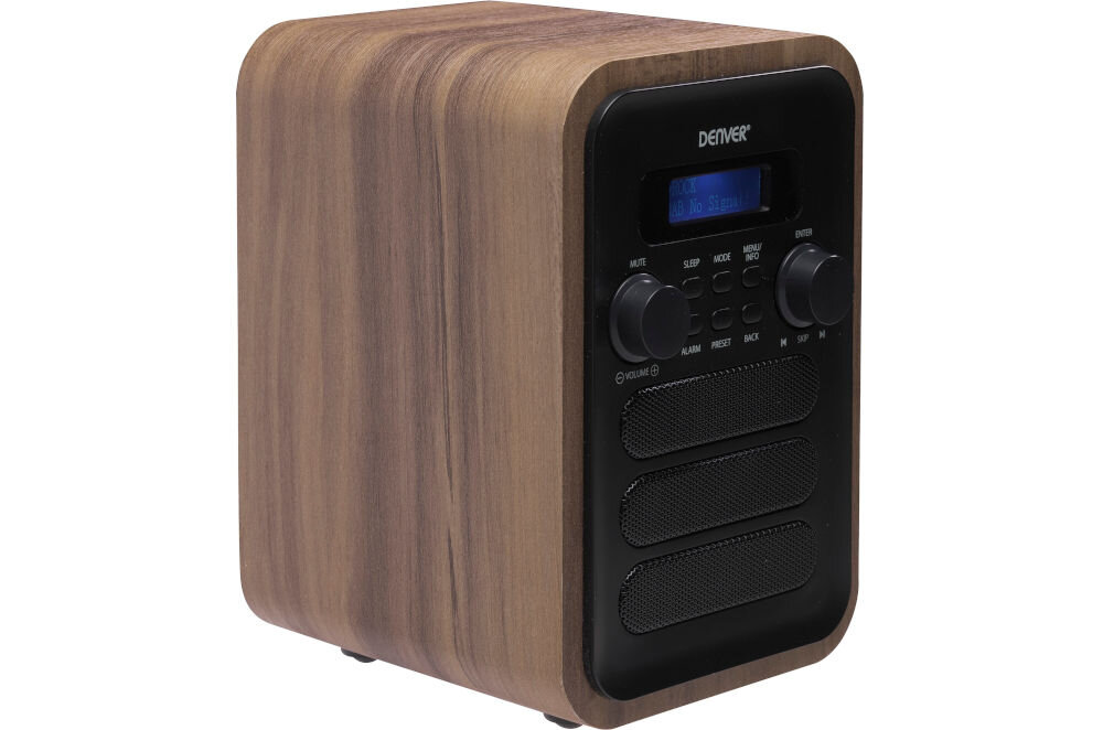 Radio DENVER DAB-48 Bluetooth odtwarzanie muzyki 2,5 W RMS, radio po skosie na białym tle