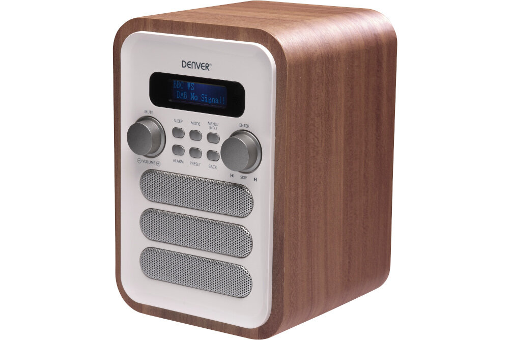 Radio DENVER DAB-48 cyfrowe radio DAB+ FM elegancki design, radio po skosie na białym tle