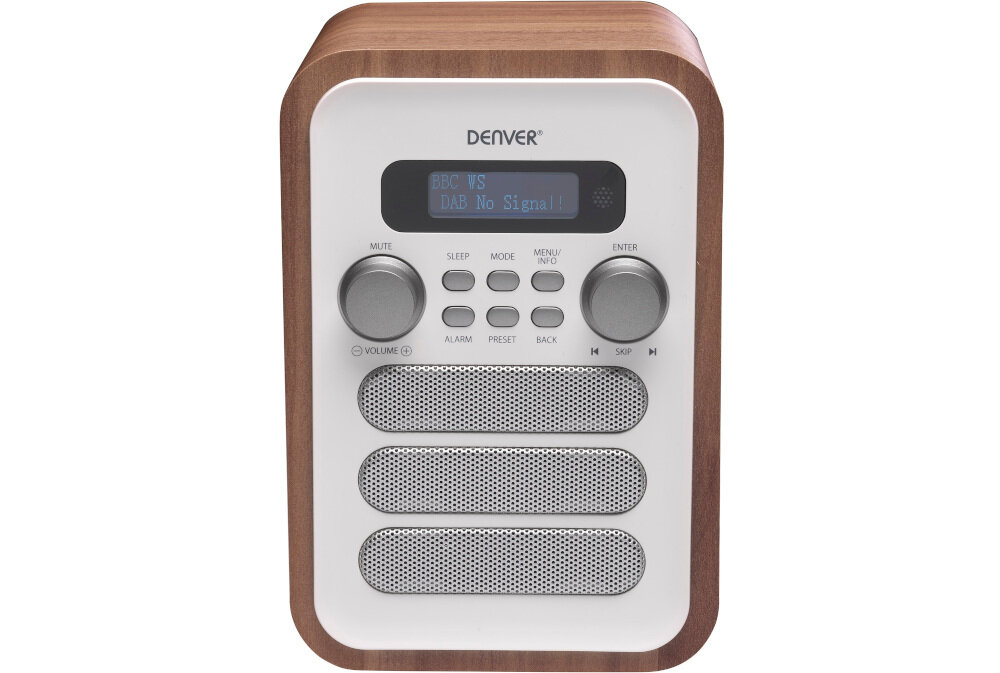 Radio DENVER DAB-48 cyfrowe DAB+ FM 40 stacji pamięci, radio od frontu na białym tle