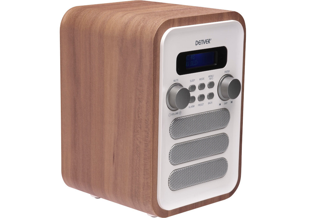 Radio DENVER DAB-48 Bluetooth odtwarzanie muzyki 2,5 W RMS, radio po skosie na białym tle