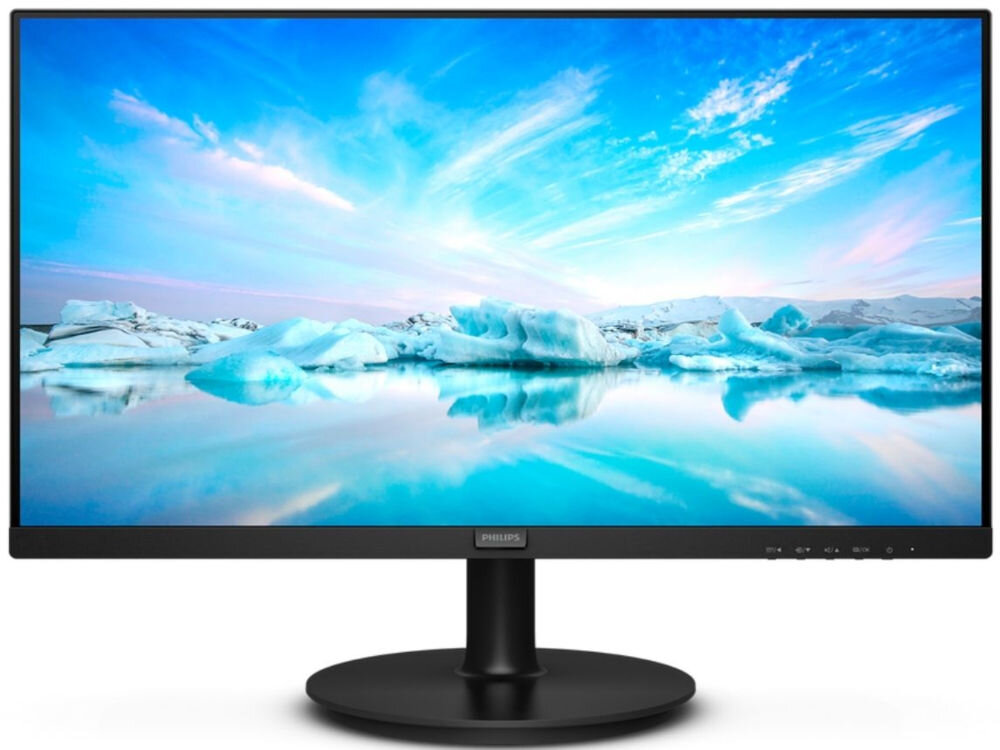 Monitor PHILIPS 241V8LAB 23.8 cala 1920x1080px 100Hz 1 ms [MPRT] prezentacja monitora od przodu na białym tle FHD do gier i pracy rozdzielczość realistyczny obraz