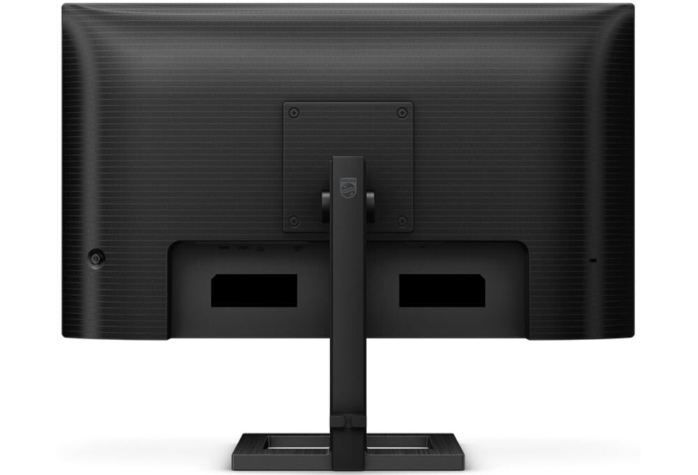 Monitor PHILIPS 27E1N1300AE 27 cali 1920x1080px IPS 100Hz 1 ms [MPRT] prezentacja monitora od tyłu na białym tle VESA 100 mm łatwe stabilne przymocowanie oszczędność miejsca uchwyt biurkowy VESA zwiększa powierzchnię roboczą dopasowanie ustawienia ekranu organizacja pracy