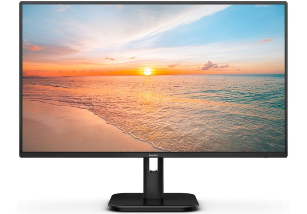Monitor PHILIPS 24E1N1300A 23.8 cala 1920x1080px IPS 100Hz 1 ms [MPRT] prezentacja monitora od przodu na białym tle FHD do gier i pracy rozdzielczość realistyczny obraz