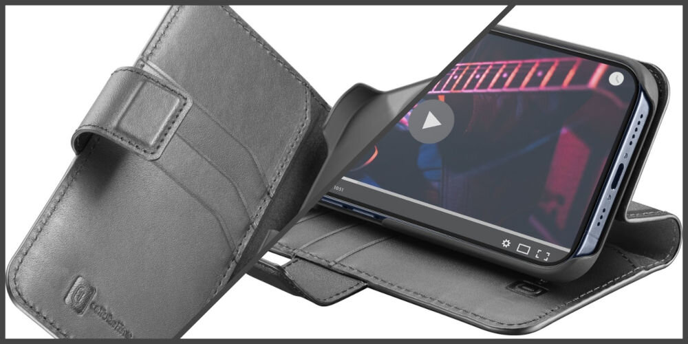 Etui CELLULARLINE Supreme do Apple iPhone 14 Czarny funkcja podstawki wygodne prowadzenie wideorozmów oglądanie filmów komfort wygoda ręcznie wykańczane unikatowe indywidualne szczegóły precyzyjne wykonanie wysoka jakość wyjątkowe