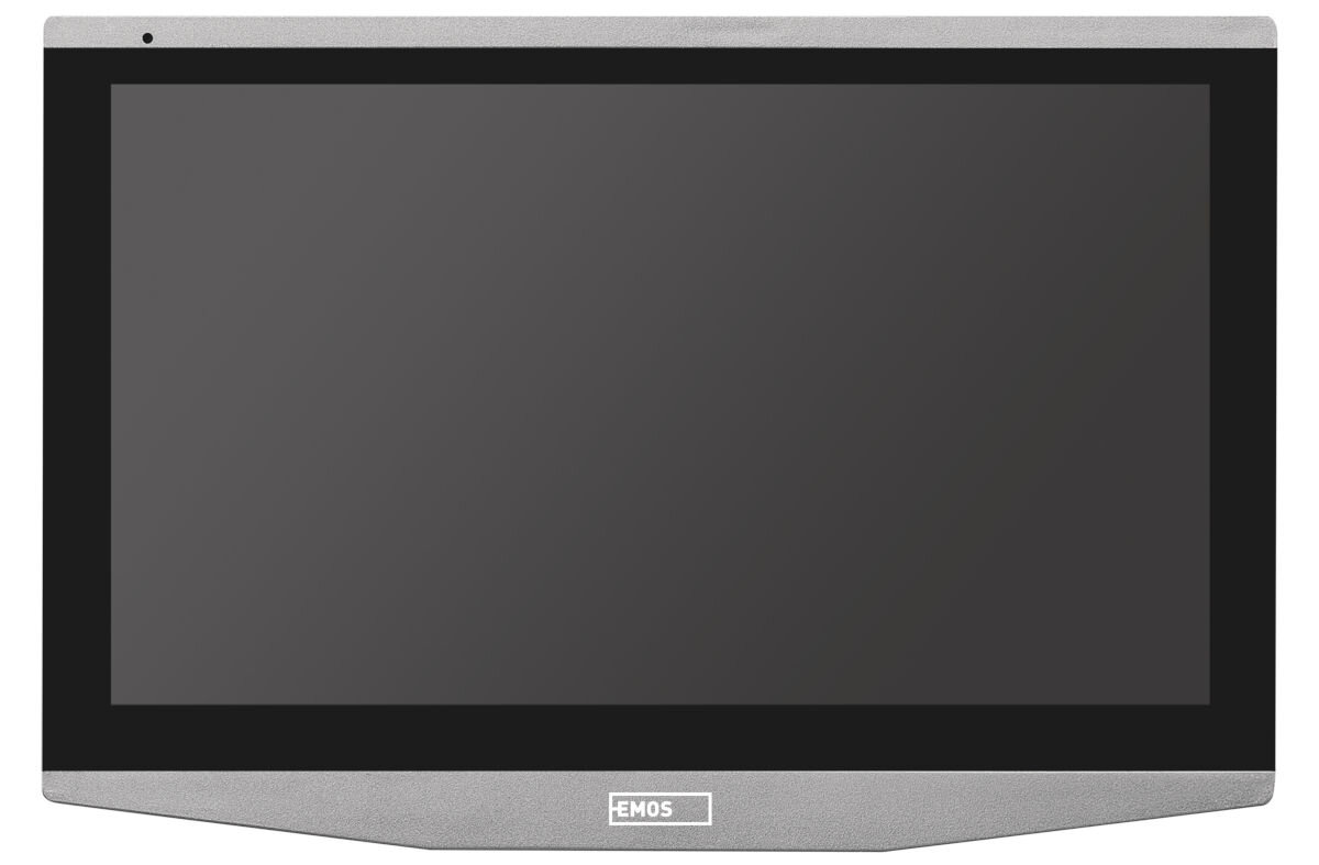 Monitor do wideodomofonu EMOS GoSmart IP-700B , rozbudowanie, cale, baza, IPS, na białym tle ekran frontem na wprost