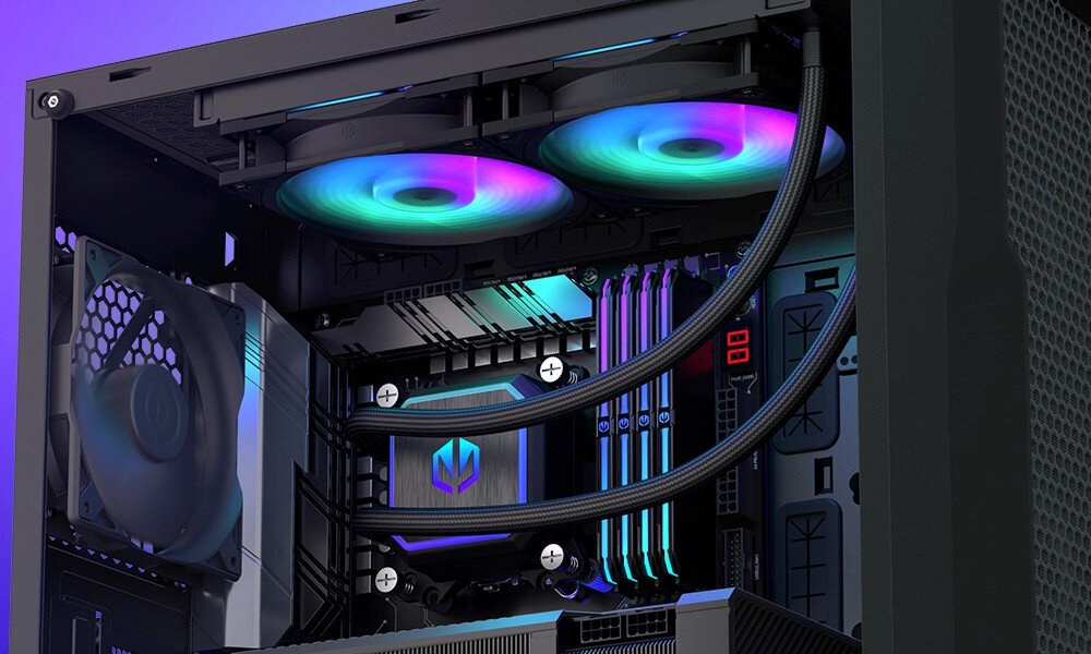 Komputer MAD DOG ENDORFY500ARGB-I04DR32V2 i5-13500 32GB RAM 2TB SSD GeForce RTX4060Ti/16 chłodzenie wodne chłodnica wentylatory temperatura