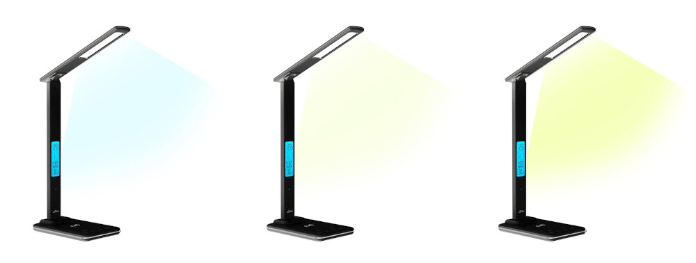 Lampka biurkowa MEDIA-TECH MT222K z ładowarką indukcyjną 36 diod LED moc 4 W wydjna energooszczedna trzy barwy swiatla 3000-6500K dziewiec poziomow jasnosci dotykowe przyciski na stopie lampki