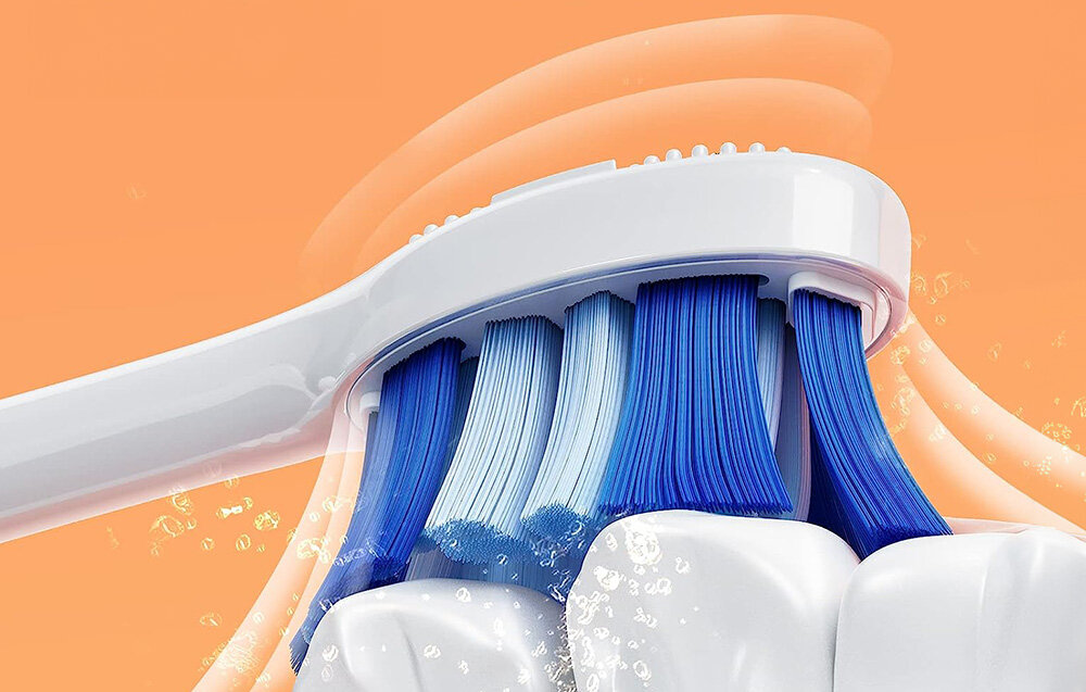 Szczoteczka soniczna BITVAE S3 Srebrny wbudowany silnik drgania częstotliwość 40 000 rpm skuteczne usuwanie zanieczyszczeń resztek jedzenia płytki nazębnej wydajne włosie DuPont dokładne delikatne czyszczenie zębów przyjemne uczucie świeżości lepsze zdrowie jamy ustnej piękny olśniewający uśmiech 