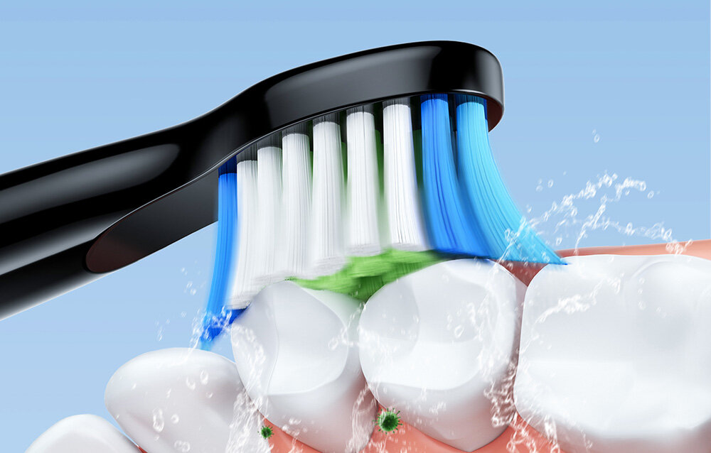 Końcówka szczoteczki BITVAE D2 Czarny (4 szt.) skuteczne usuwanie bakterii, zdrowszę zęby i dziąsła, bardziej efektywne