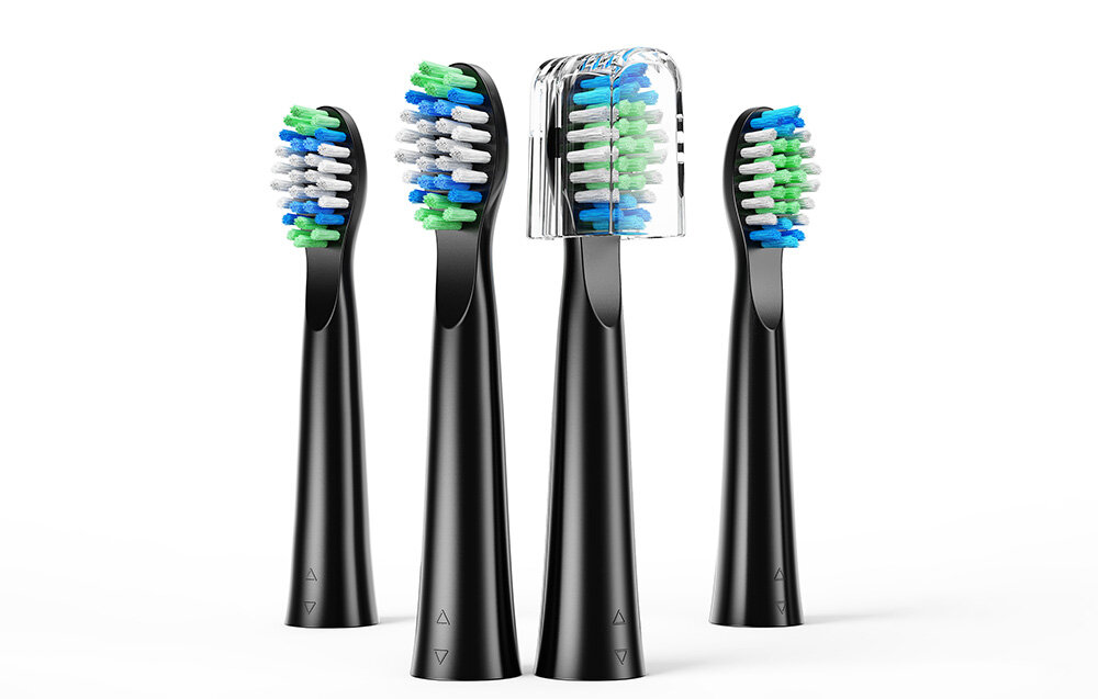 Końcówka szczoteczki BITVAE D2 Czarny (4 szt.) do wielu modeli szczoteczek, skuteczne czyszczenie