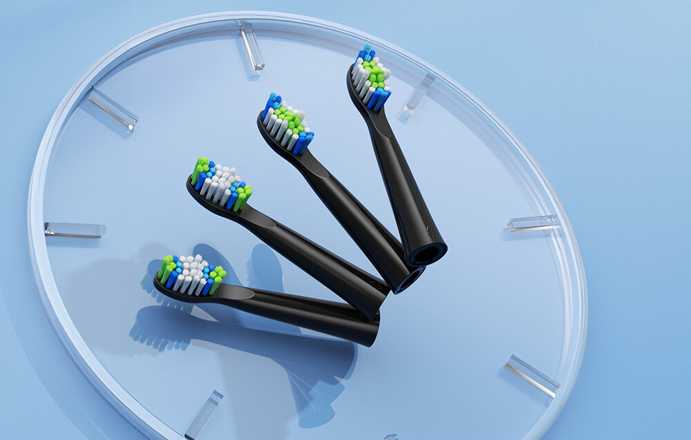 Końcówka szczoteczki BITVAE D2 Czarny (4 szt.) dokładne i delikatne czyszczenie, ochrona dziąseł, usuwanie bakterii i osadu