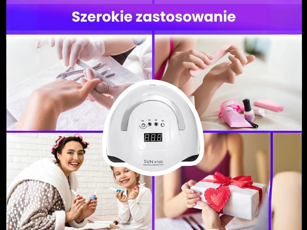 Lampa UV-LED do paznokci EXTRALINK Sun X7 Max Biały utwardzanie wielu rodzajów lakierów i żeli, wsparcie pracy, ochrona przed nadmiernym światłem