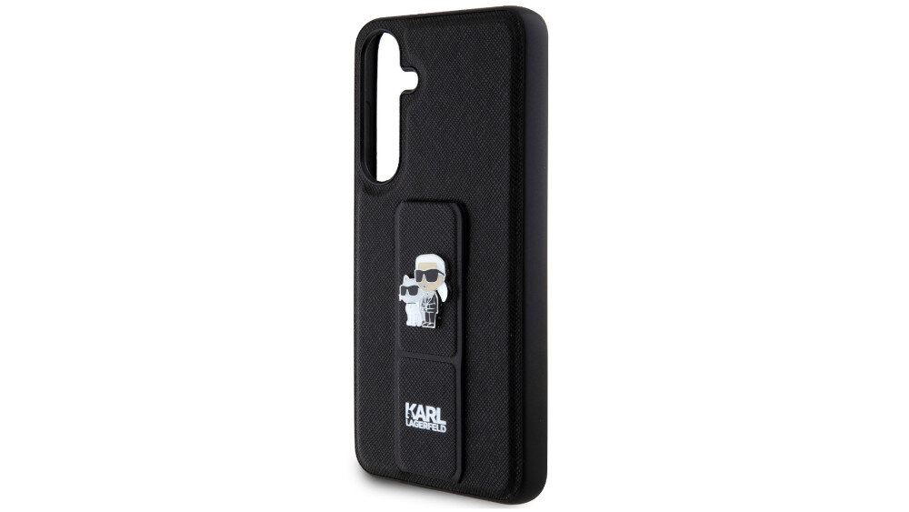 Etui KARL LAGERFELD Gripstand Saffiano Karl&Choupette Pins - wykonanie